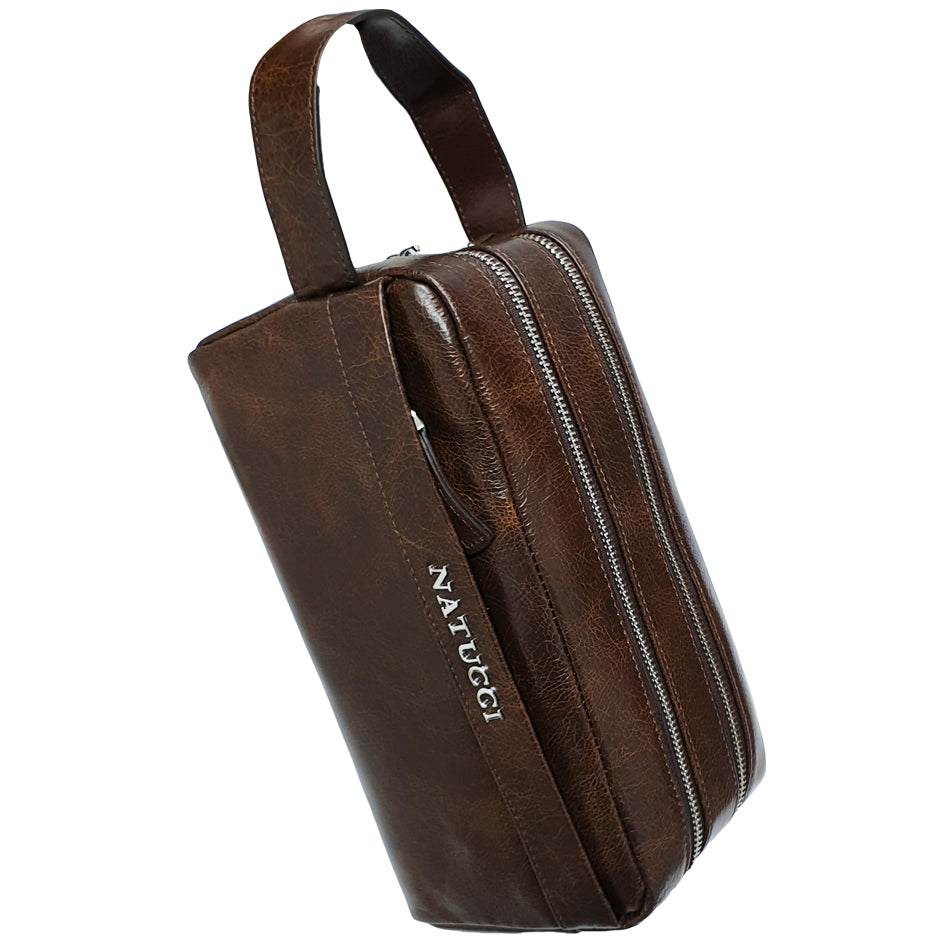 حقيبه يد للمستلزمات الخفيفه من الجلد الطبيعى ماركه ناتوشى بنى غامق