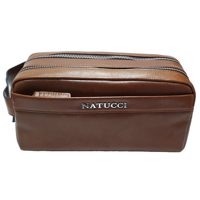 NATUCCI GENUINE LEATHER HAND POUCH BROWN