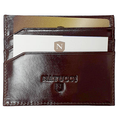 NATUCCI GENUINE LETHR CARD HOLDR DK BROWN