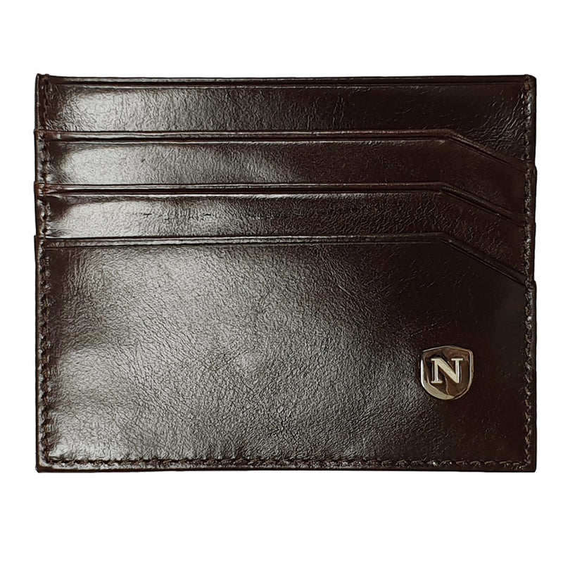 NATUCCI GENUINE LETHR CARD HOLDR DK BROWN