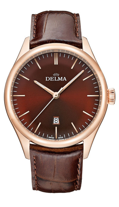DELMA SWISS MADE MAN WATCH HERITAGE STAINLESS STEEL CASE BROWN DIAL
