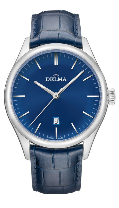 DELMA SWISS MADE MAN WATCH HERITAGE STAINLESS STEEL CASE BLUE DIAL