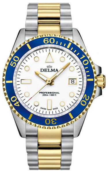 DELMA SWISS MADE MAN WATCH COMMOD PROFESSIONAL STAINLESS STEEL BICOLOR GAZZAZ