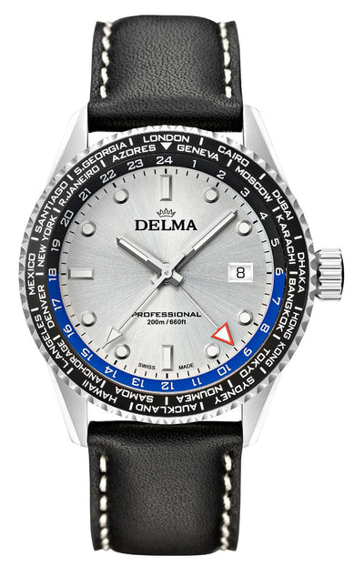 DELMA SWISS MADE MAN WATCH CAYMAN WORLDTIMER PROFESSIONAL