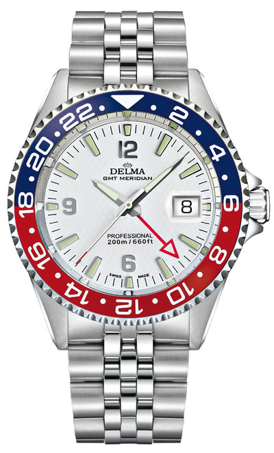 DELMA SWISS MADE MAN WATCH SANTIAGO GMT MERIDIAN PROFESSIONAL