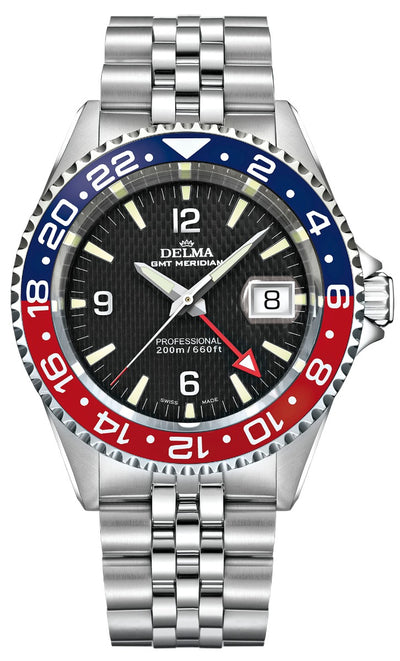 DELMA SWISS MADE MAN WATCH SANTIAGO GMT MERIDIAN PROFESSIONAL