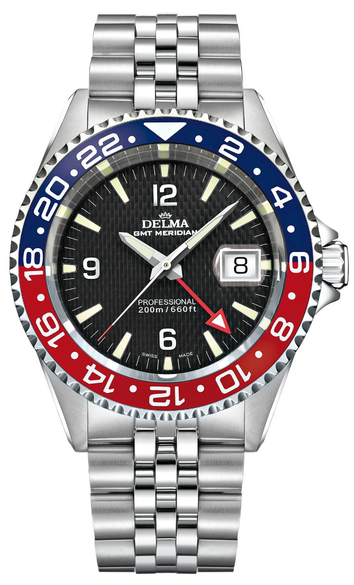 DELMA SWISS MADE MAN WATCH SANTIAGO GMT MERIDIAN PROFESSIONAL GAZZAZ