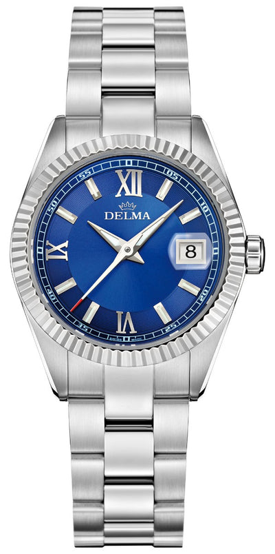 DELMA SWISS MADE LADIES WATCH SEA STAR STAINLESS STEEL BLUE DIAL