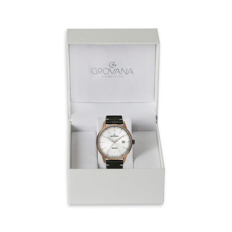 GROVANA SWISS MADE MAN WATCH STAINLESS STEEL VINTAGE CASE SAPHIRE CRYSTAL
