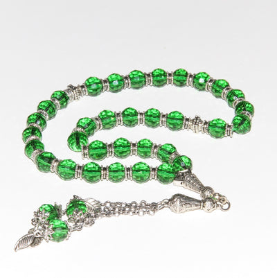 CRYSTAL ROSARY LIGHT GREEN COLOR WITH SIZE 8 MM