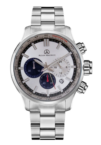 ALLAN MAURICE GENTS QTZ WATCH SS & WHITE DIAL