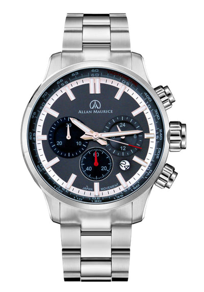 ALLAN MAURICE GENTS QTZ WATCH SS & GREY DIAL