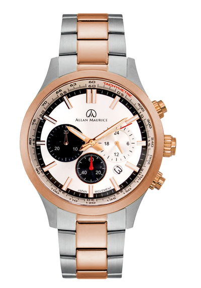 ALLAN MAURICE GENTS QTZ WATCH ROSE WHITE DIA