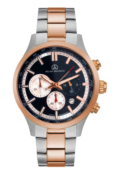 ALLAN MAURICE GENTS QTZ WATCH ROSE WHIT D