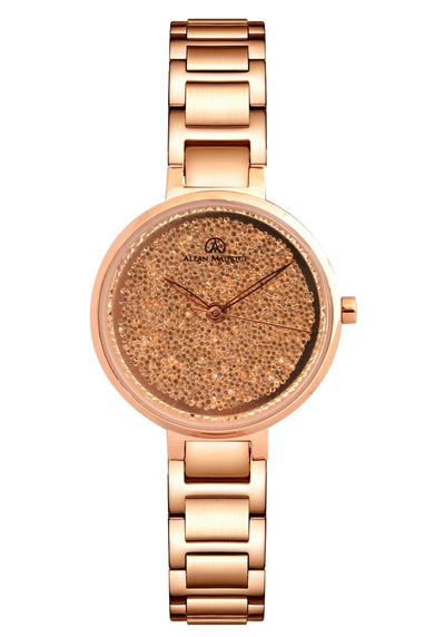 ALLAN MAURICE LADIES WATCH ALL GOLD STAINLESS STEEL CASE GOLD SHINING DIAL JAPANESE QUARTZ MOVEMENT