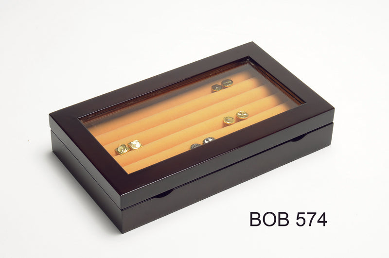 WALNUT GLOSS CUFFINKS BOX