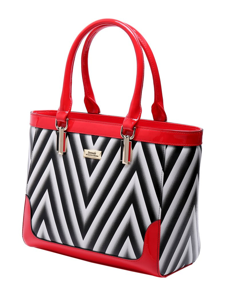 SL LETHR HANDBAG BLK RED CHLOE