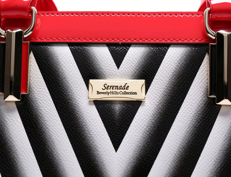 SL LETHR HANDBAG BLK RED CHLOE