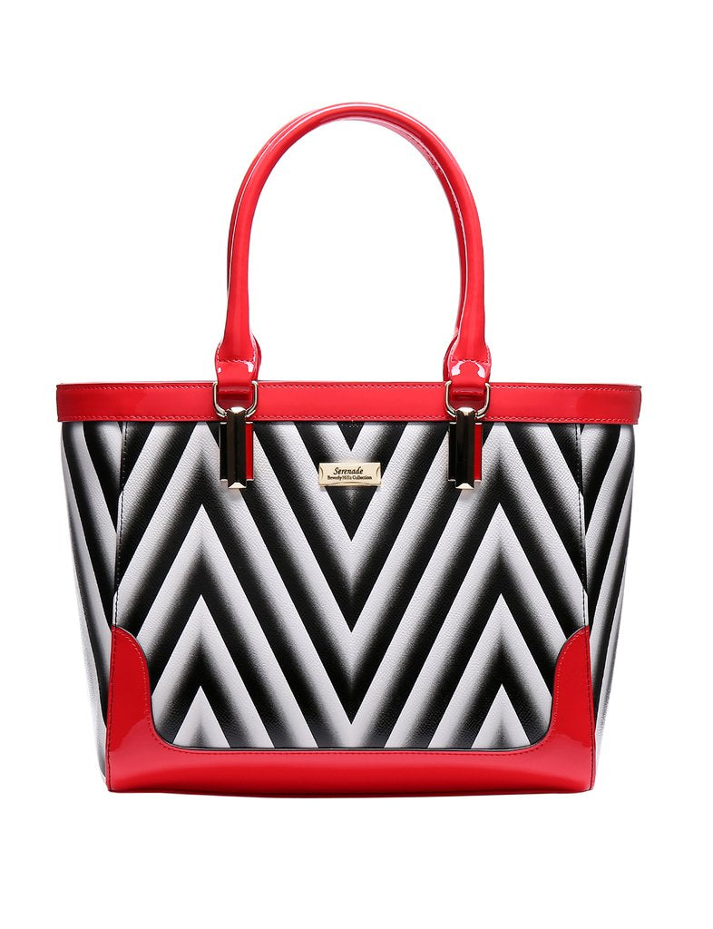 SL LETHR HANDBAG BLK RED CHLOE