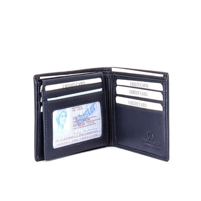 ALLAN MAURICE LEATHER WALLET NAVY BLUE COLOR
