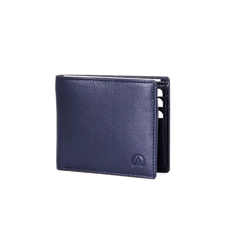 ALLAN MAURICE LEATHER WALLET NAVY BLUE COLOR