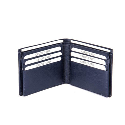 ALLAN MAURICE LEATHER WALLET NAVY BLUE COLOR