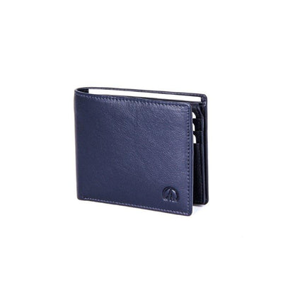ALLAN MAURICE LEATHER WALLET NAVY BLUE COLOR
