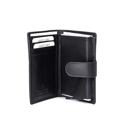 ALLAN MAURICE LEATHER WALLET W/CC BLACK COLOR