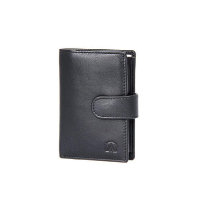 ALLAN MAURICE LEATHER WALLET W/CC BLACK COLOR
