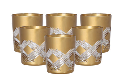 POLAND CRYSTAL CUPS 6 PCS WITH GOLD COL