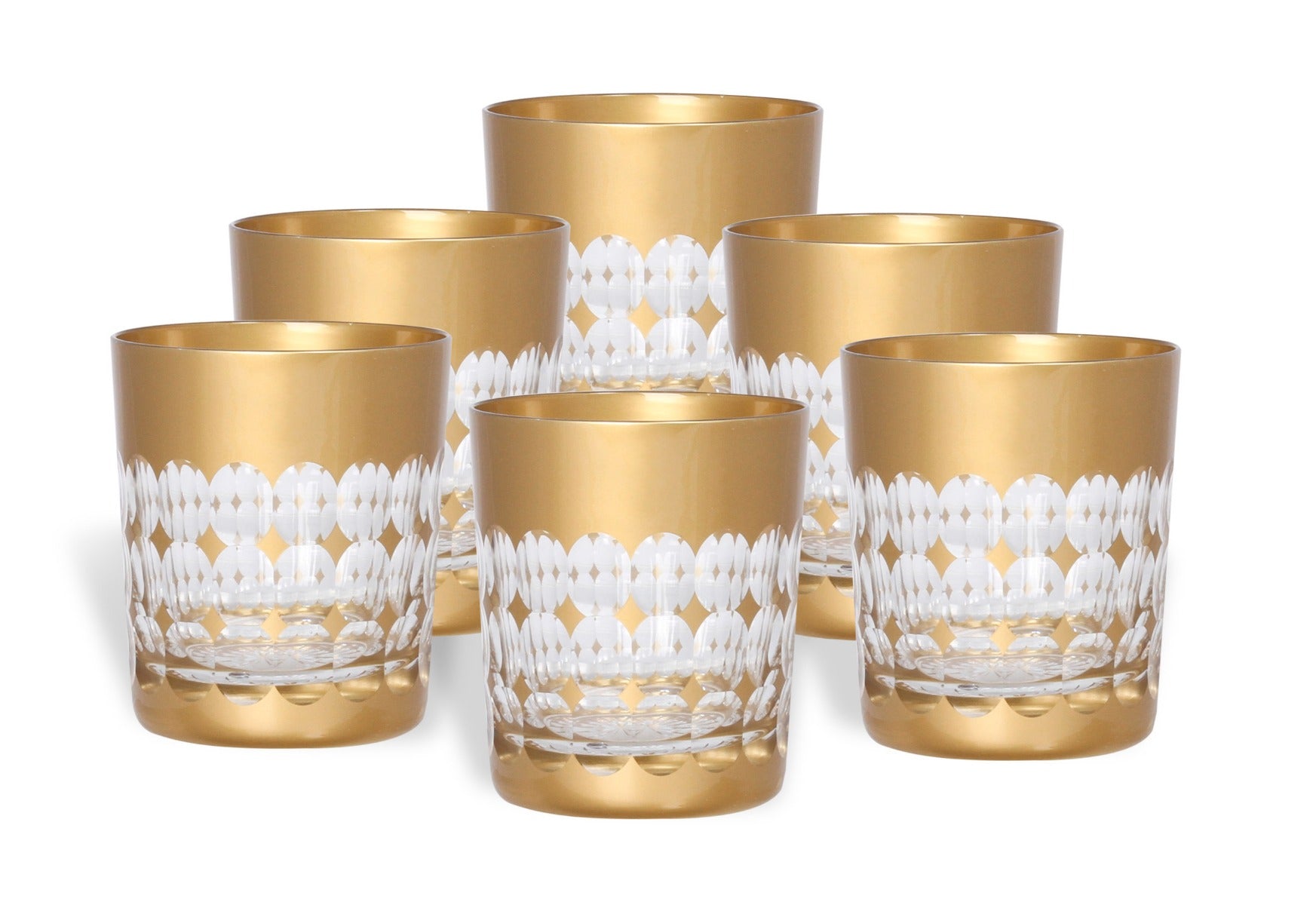 POLAND CRYSTAL CUPS 6 PCS SET WITH GOLD COL
