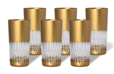 POLAND CRYSTAL HIGH CUPS 6 PCS SET WITH GOLD COL