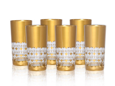 POLAND CRYSTAL LONG CUPS 6 PCS SET WITH GOLD COL