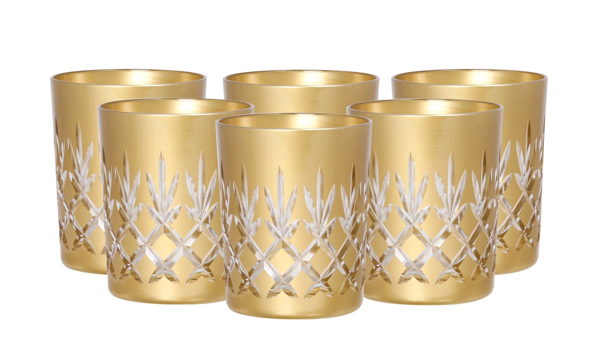 طقم 6 كاسات كريستال بولندى لون ذهبى