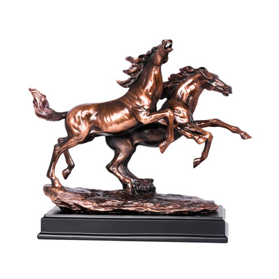 POLYRESIN DOUBLE HORSES 15.5W X 13H INCH