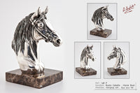 مجسم راس حصان اسبانى فضى ارتفاع 25سم على قاعده رخاميه