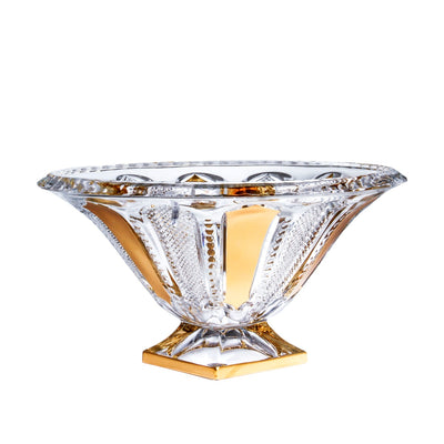 GOLD CRYSTAL BOHEMIA BOWL WITH GOLD DECO 37 CM