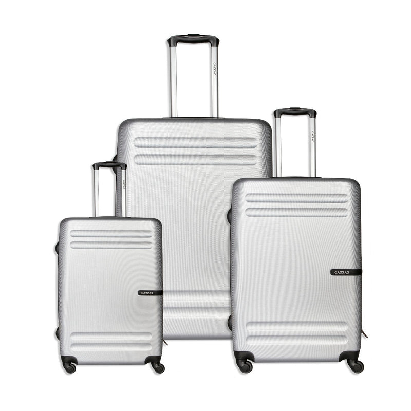 GAZZAZ ABS TROLLEY BAG SET OF 3PCS SILVER COLOR