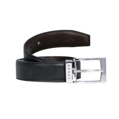 CROSS LEATHER BELT WITH CHROME BUCKLE