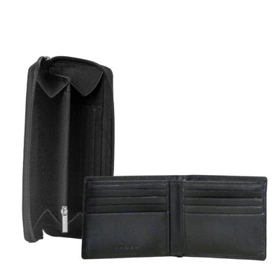 CROSS SET OF SLIM WALLET W/8 CARDS INSIDE & CROSS LONG WALLET WITH ZIPPER BLACK COLOR