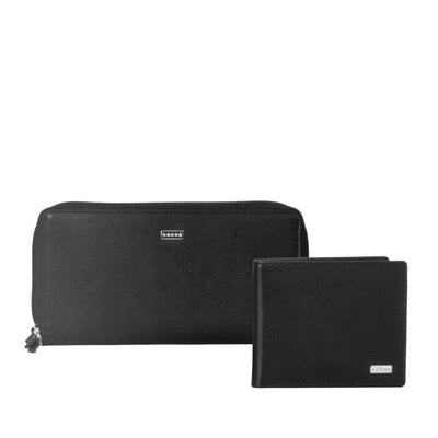 CROSS SET OF SLIM WALLET W/8 CARDS INSIDE & CROSS LONG WALLET WITH ZIPPER BLACK COLOR