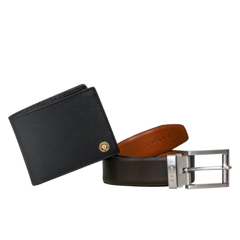 CROSS SET OF SLIM WALLET & CROSS BELT BLACK COLOR