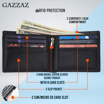 GAZZAZ COWHIDE LETHR CARD CASE BLACK
