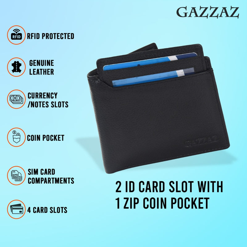 GAZZAZ COWHIDE LETHR CARD CASE BLACK