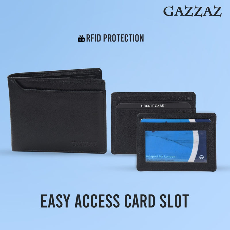GAZZAZ COWHIDE LETHR CARD CASE BLACK