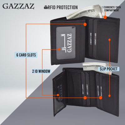 GAZZAZ COWHIDE LETHR CARD CASE DARK BROWN
